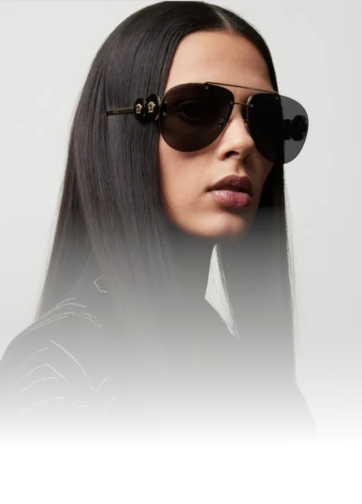 Editorial image of model wearing carefully selected luxury sunglasses